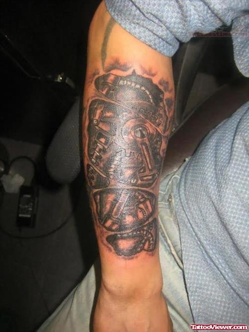 Biomechanical Tattoo On Men Arm