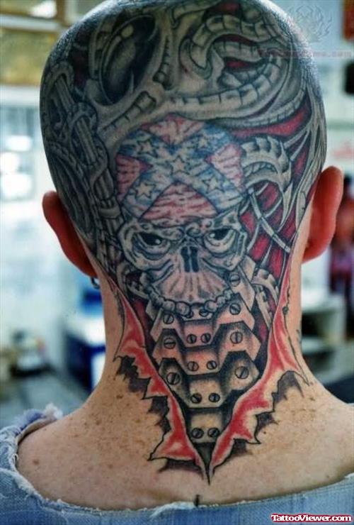 Biomechanical Tattoo On Head