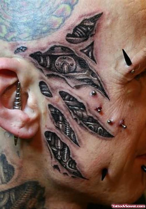 Amazing Biochemical Tattoo On Face