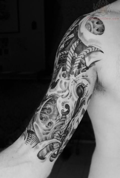 Biomechanical Tattoo on Men Half Sleeve