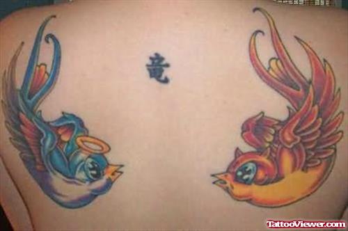 Beautiful Bird Tattoos On Back