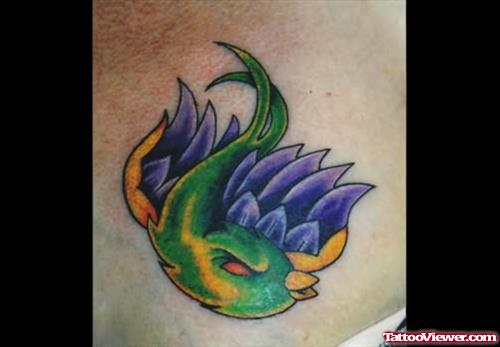 Colourful Bird Tattoo For Girls