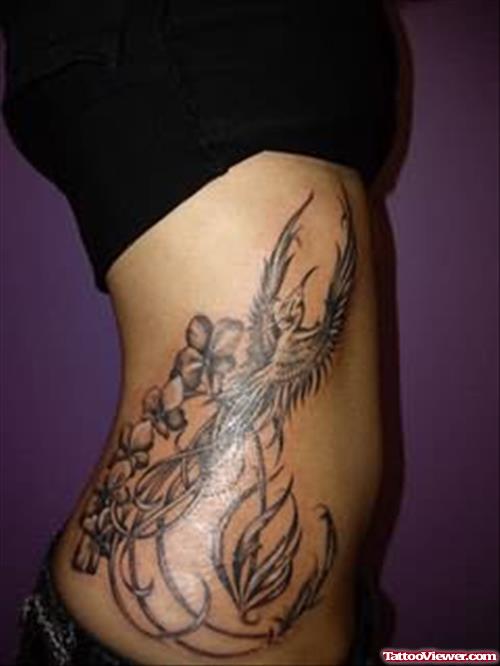 Phoenix Bird Tattoo On Rib