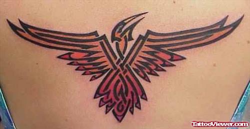 Tribal Bird Tattoo On Back