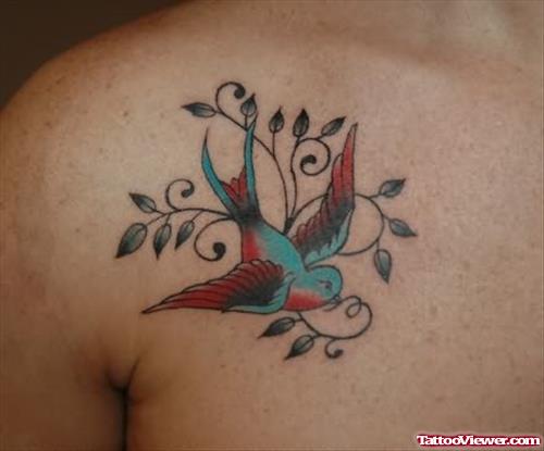 Blue Bird Tattoo On Chest