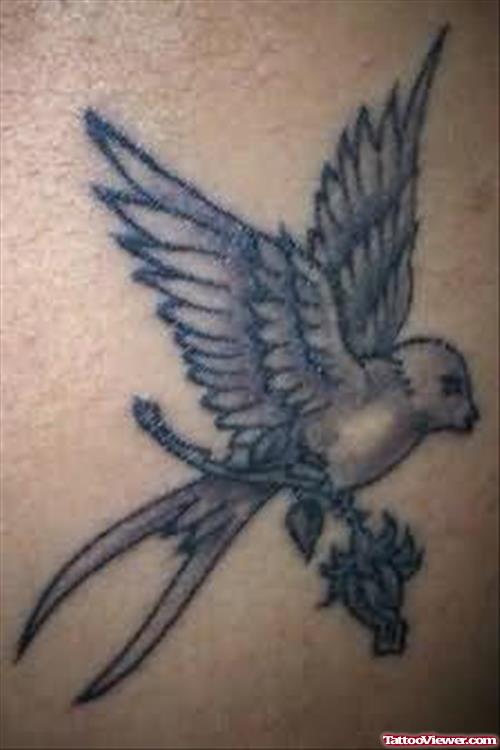 Bird With A Rose - Bird Tattoo