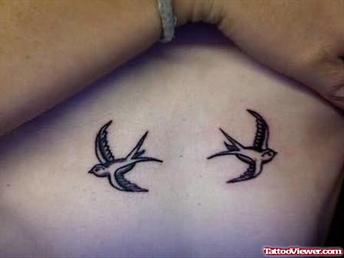 Flying Birds Tattoo On Belly