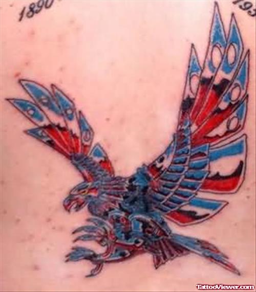 Eagle Coloured In American Flag - Bird Tattoo
