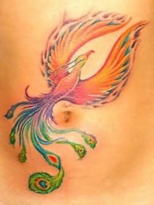 Colorful Bird Flying Tattoo