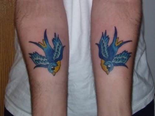 Couple Bird Tattoo On Arms