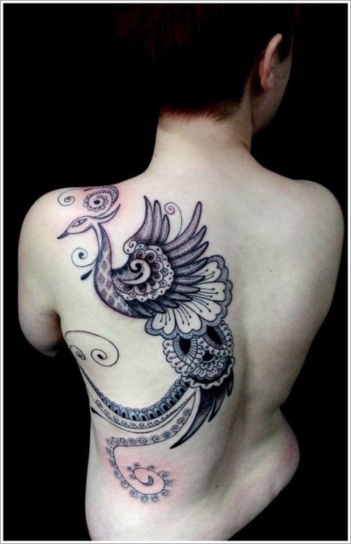 Back Body Large Bird Tattoo