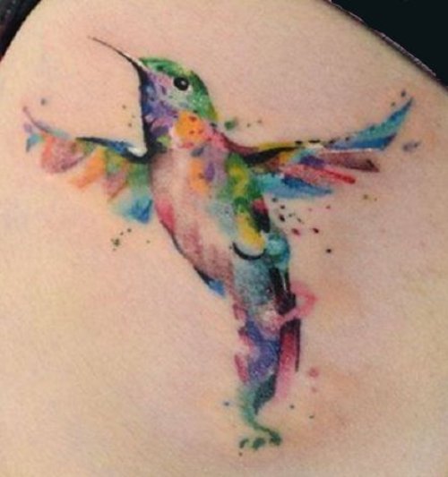 Abstract Colored Bird Tattoo