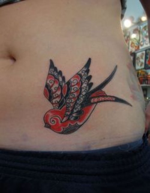 Color Ink Birds Tattoo On Left Hip