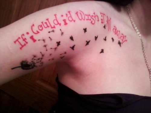 Dandelion Puff and Flying Birds Tattoo On Girl Right Half Sleeve