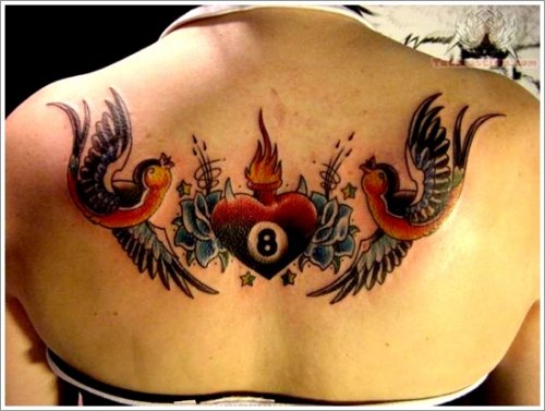Sacred Heart And Bird Tattoo