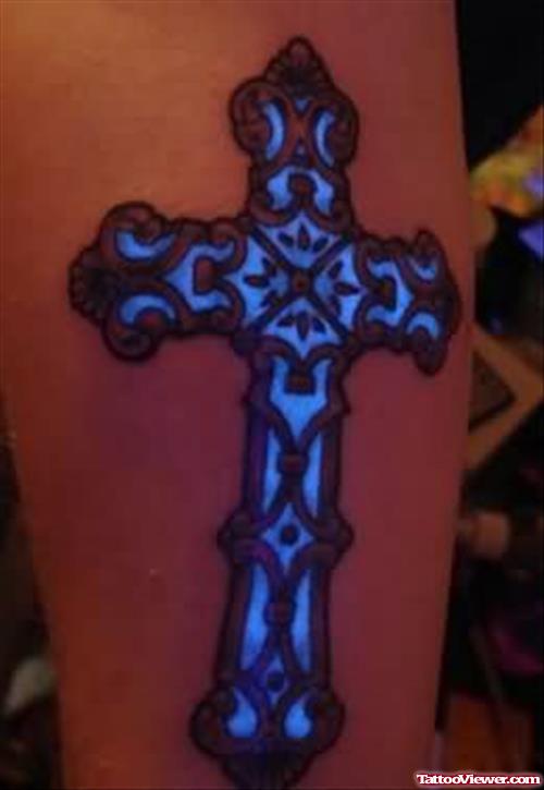 Cross Blacklight Tattoo