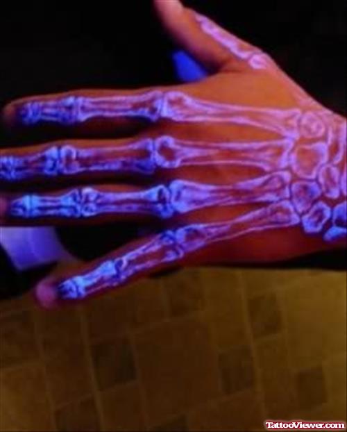 Bones Blacklight Tattoo On Fingers
