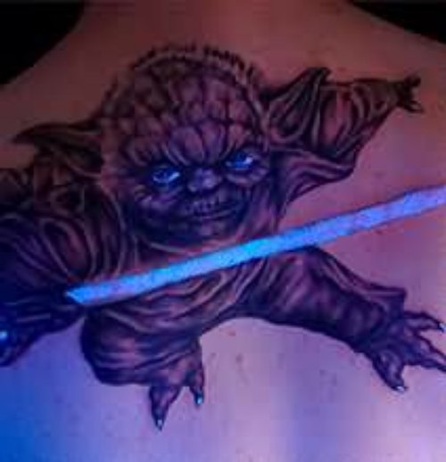 Yoda Ink Black Light Tattoo On Back