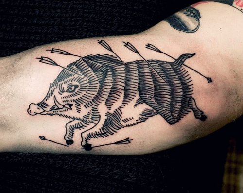 Haunted Boar Tattoo Design