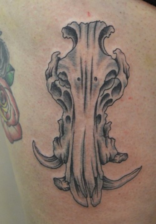 Amazing Grey Ink Boar Skull Tattoo Image
