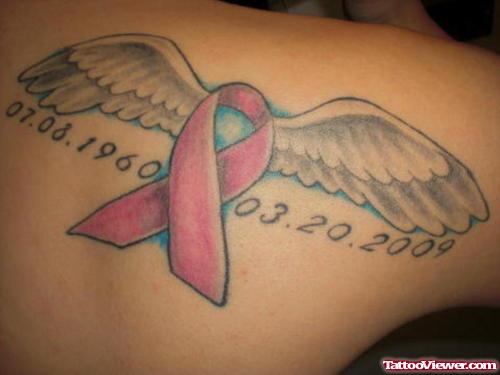 Winged Breast Cancer Tattoo