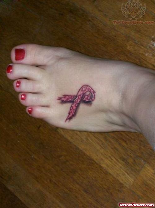 Breast Cancer Tattoo On Foot