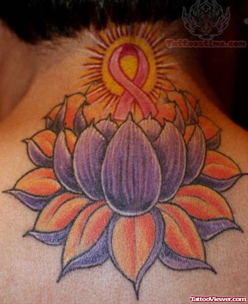 Lotus And Breast Cancer Tattoo