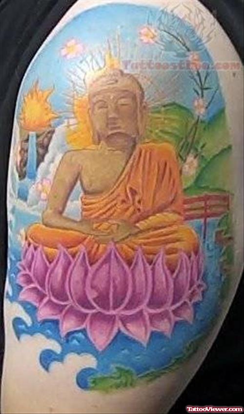 Color Ink Buddha Tattoo