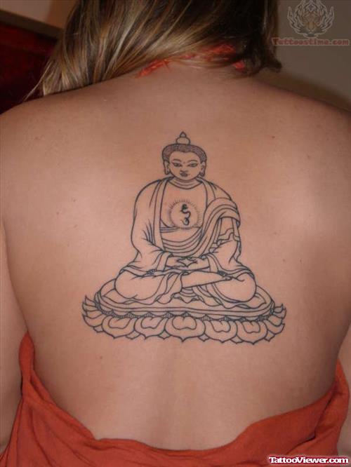 Buddha Tattoo On Upper Back
