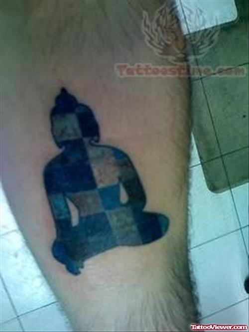 Buddhist Religious Tattoo On Leg