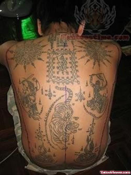 Elegant Buddhist Tattoo On Back