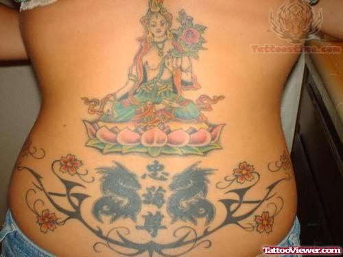 Buddhist Religious Tattoo On Lower Back