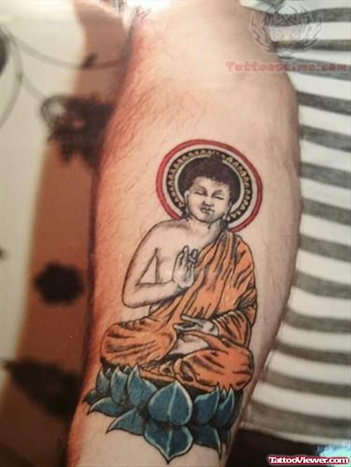 Religious Buddhist Tattoo On Arm