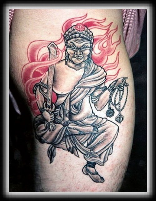 Flaming Buddhist Tattoo