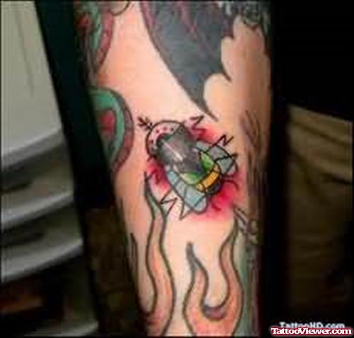 Bug Tattoo On Leg