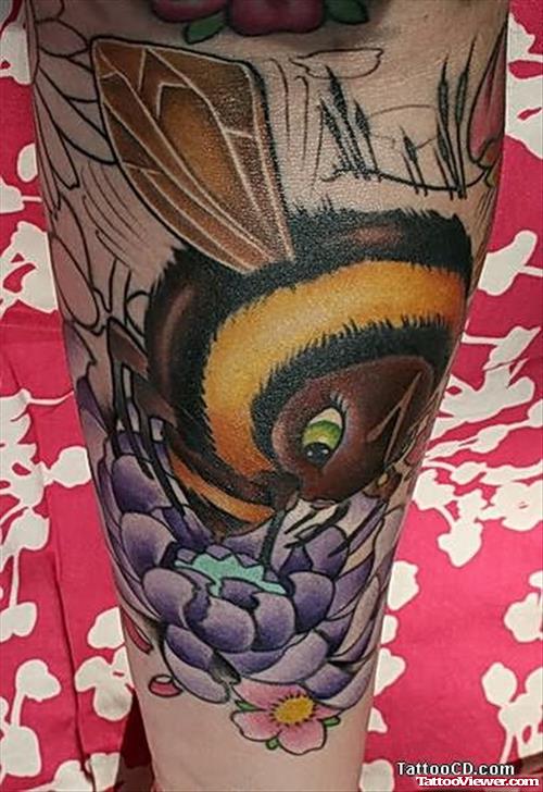 Large Bug Tattoo On Leg
