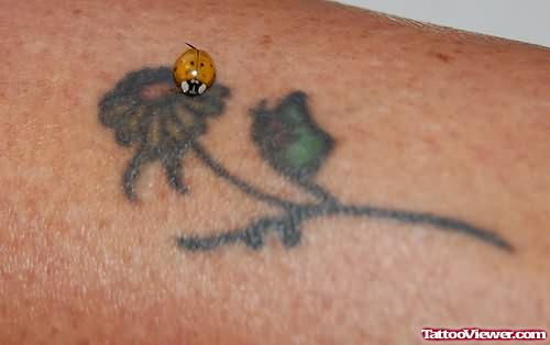 Flower Bug Tattoo On Foot
