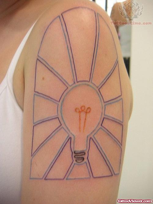Charming Light Bulb Tattoo On Shoulder