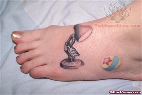 Bulb Lamp Tattoo On Foot