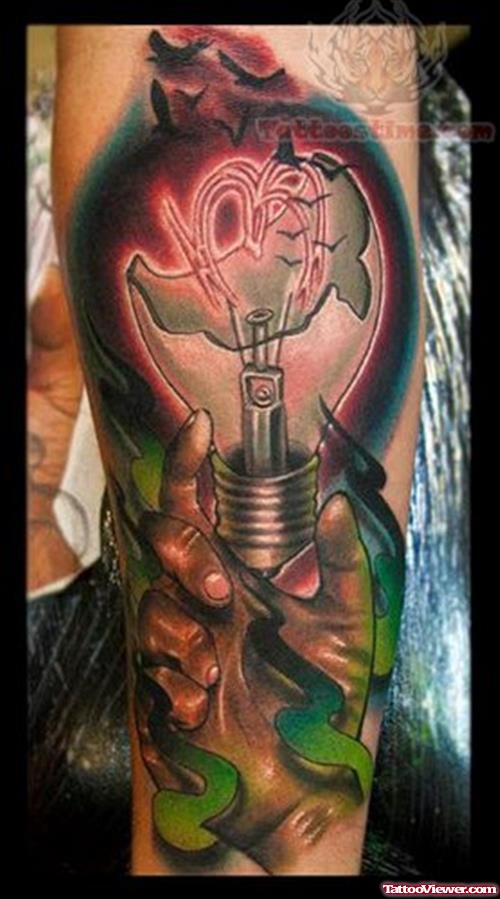 Light Bulb In Hand Tattoo