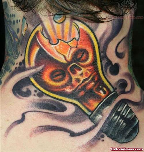 Light Bulb Back Neck Tattoo