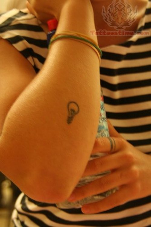 Tiny Bulb Tattoo On Elbow