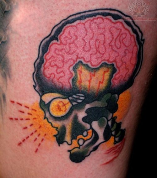 Bulb In Skull Tattoo