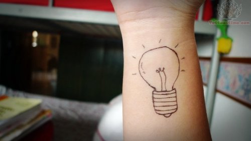 Lighting Bulb Tattoo On Wrist