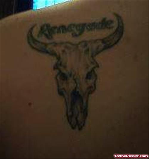 Bull Skull Tattoo On Back Shoulder