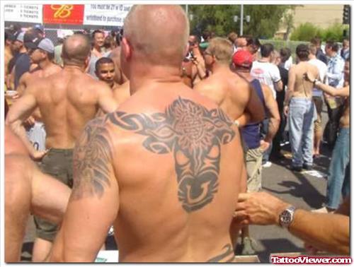 Angry Bull Tattoo On Back