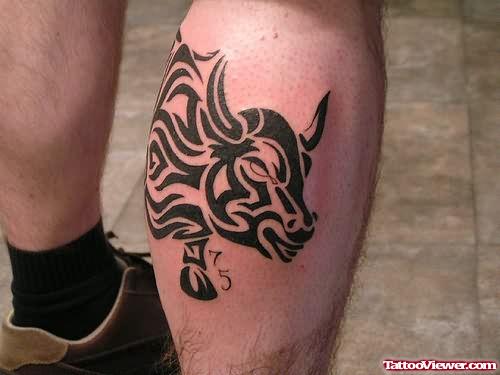 Love Bull Tattoo On Leg