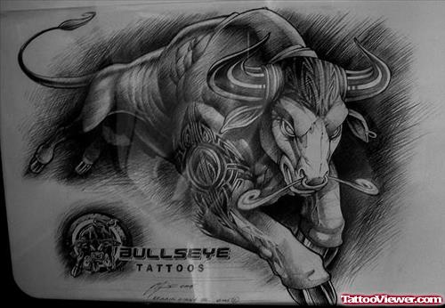 Jumping Bull Grey Tattoo
