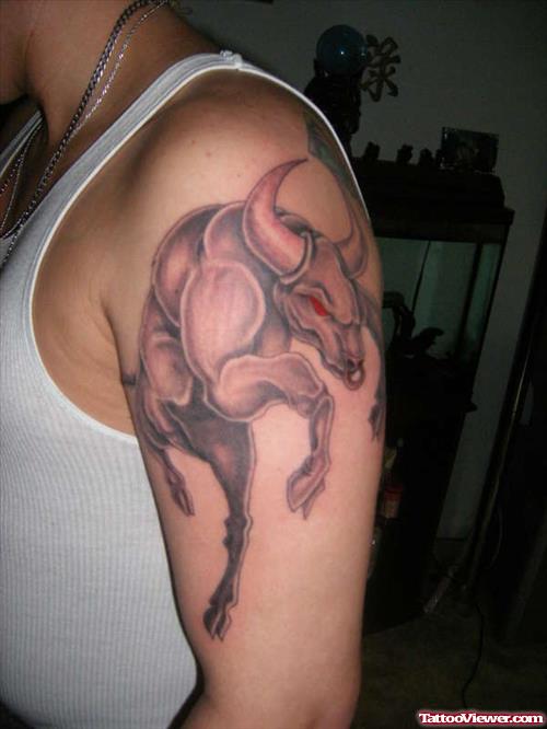 Dangerous Bull Tattoo On Bicep