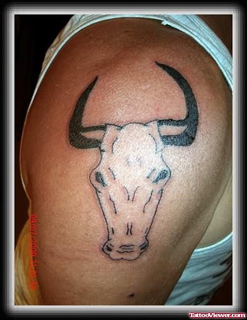 Bull Face New Tattoo On Shoulder